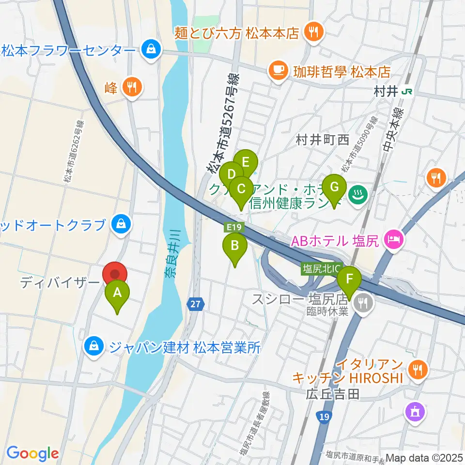 ディバイザー周辺のホテル一覧地図