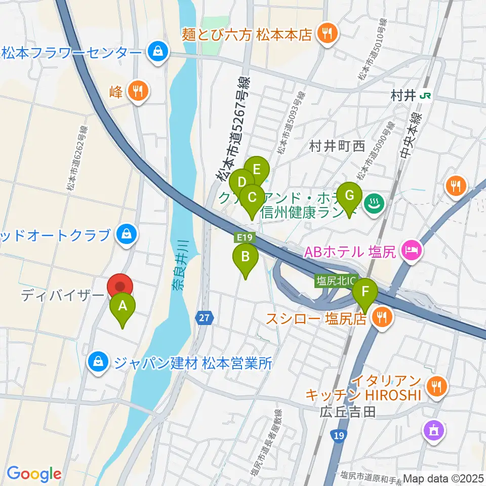 ディバイザー周辺のホテル一覧地図