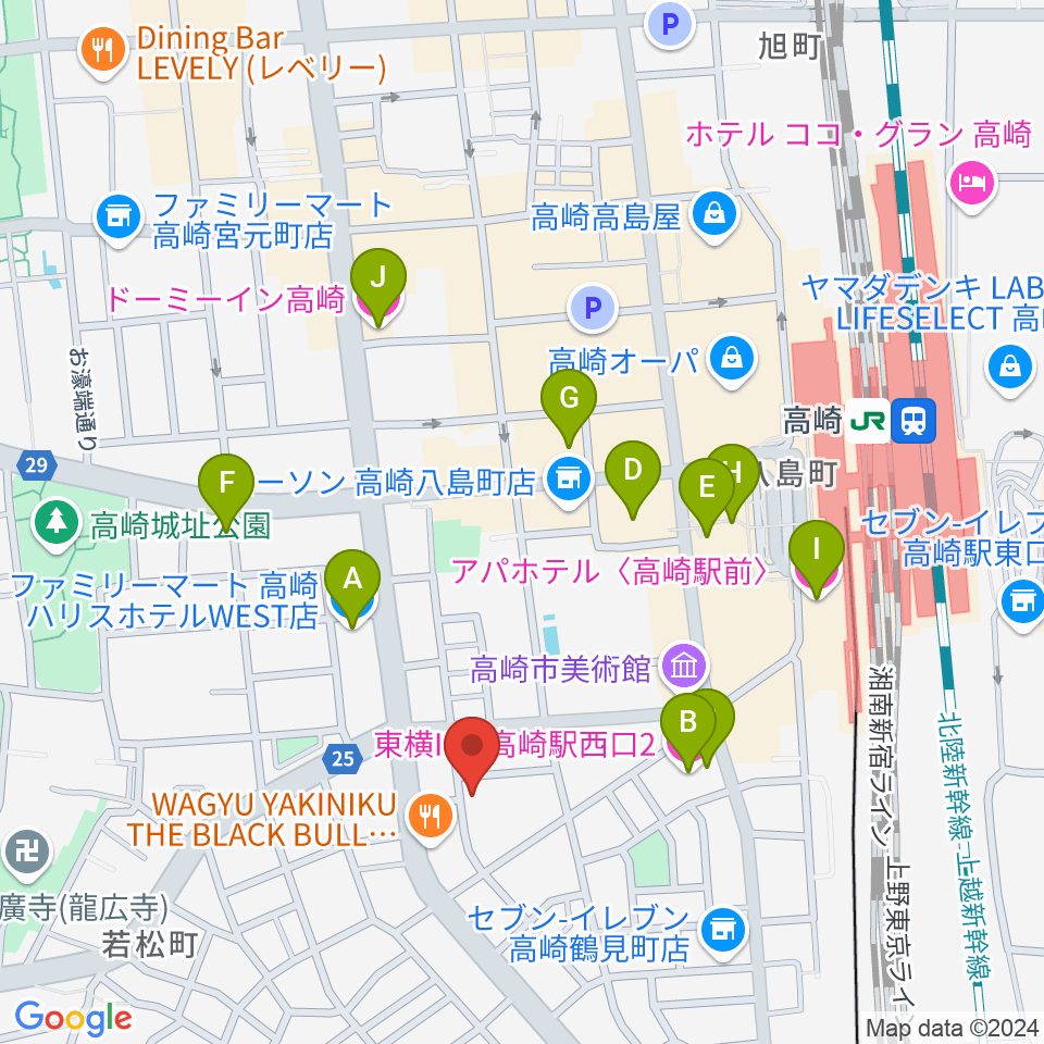 ダストボウル高崎店周辺のホテル一覧地図