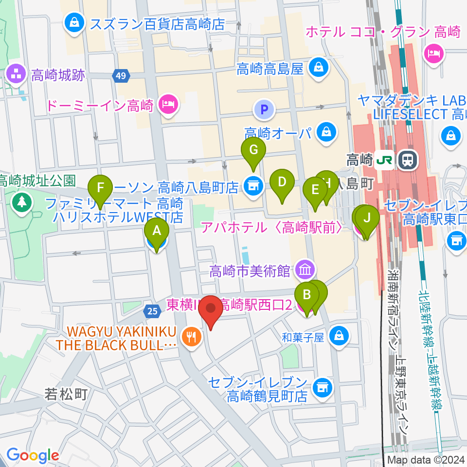 ダストボウル高崎店周辺のホテル一覧地図