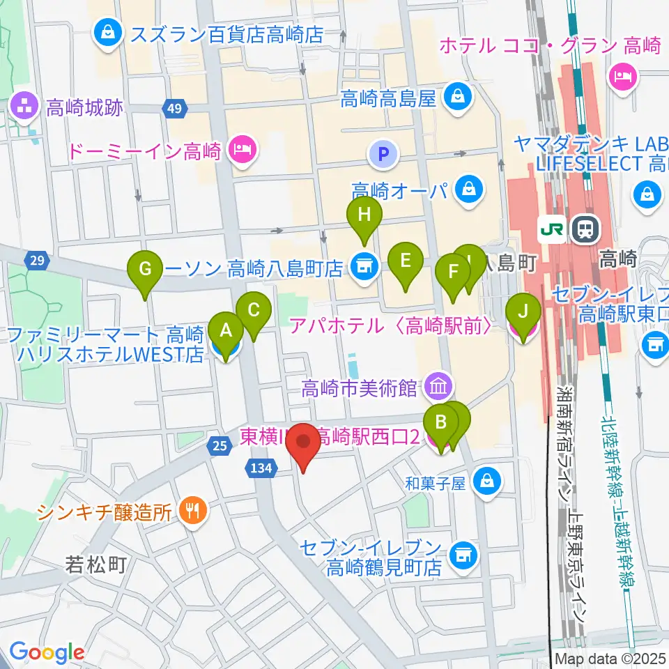 ダストボウル高崎店周辺のホテル一覧地図