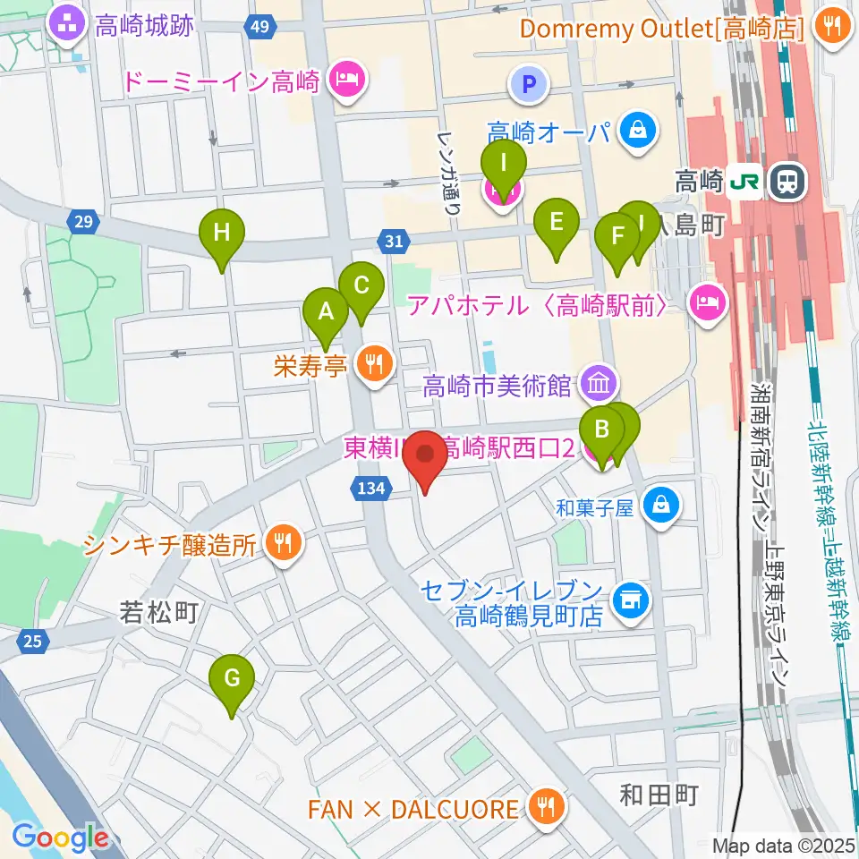 ダストボウル高崎店周辺のホテル一覧地図