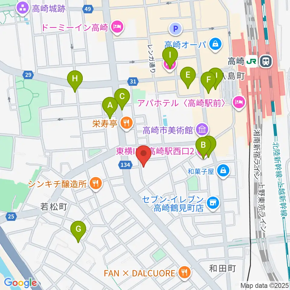 ダストボウル高崎店周辺のホテル一覧地図