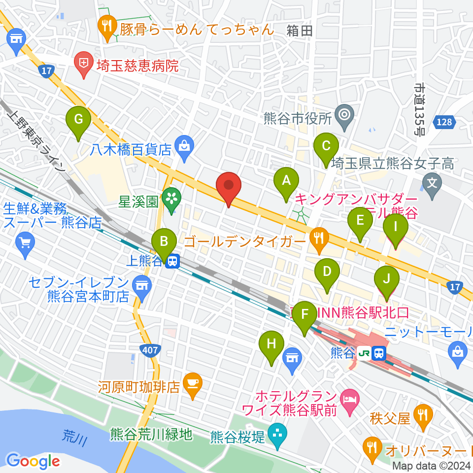タニタ楽器 熊谷本店周辺のホテル一覧地図