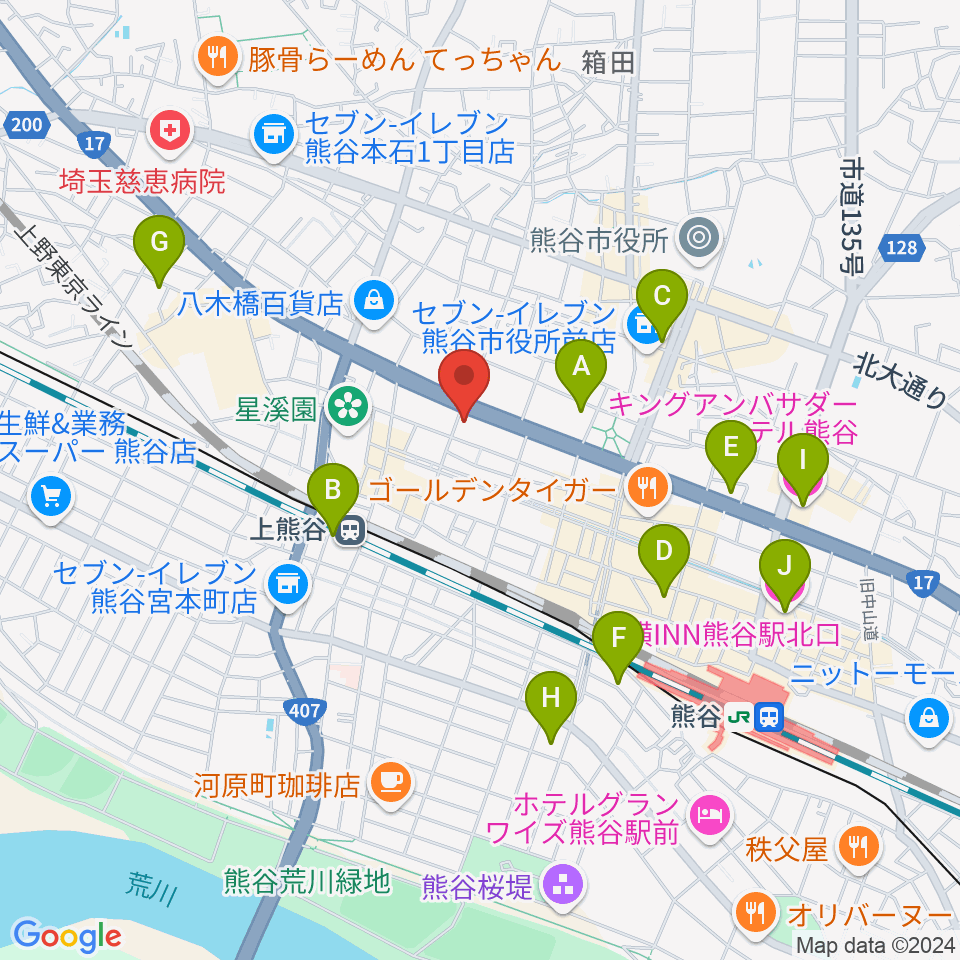 タニタ楽器 熊谷本店周辺のホテル一覧地図