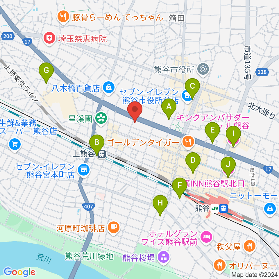 タニタ楽器 熊谷本店周辺のホテル一覧地図