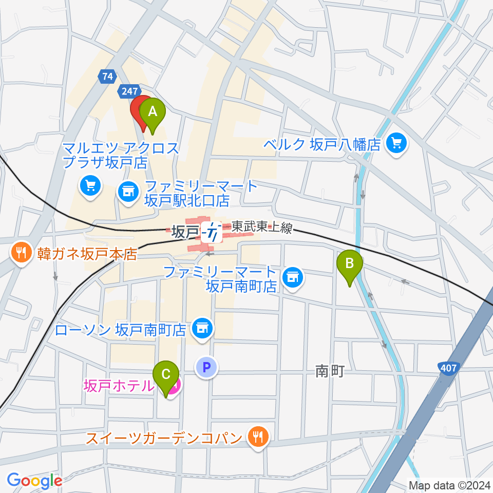 サウンド風雅 埼玉坂戸店周辺のホテル一覧地図