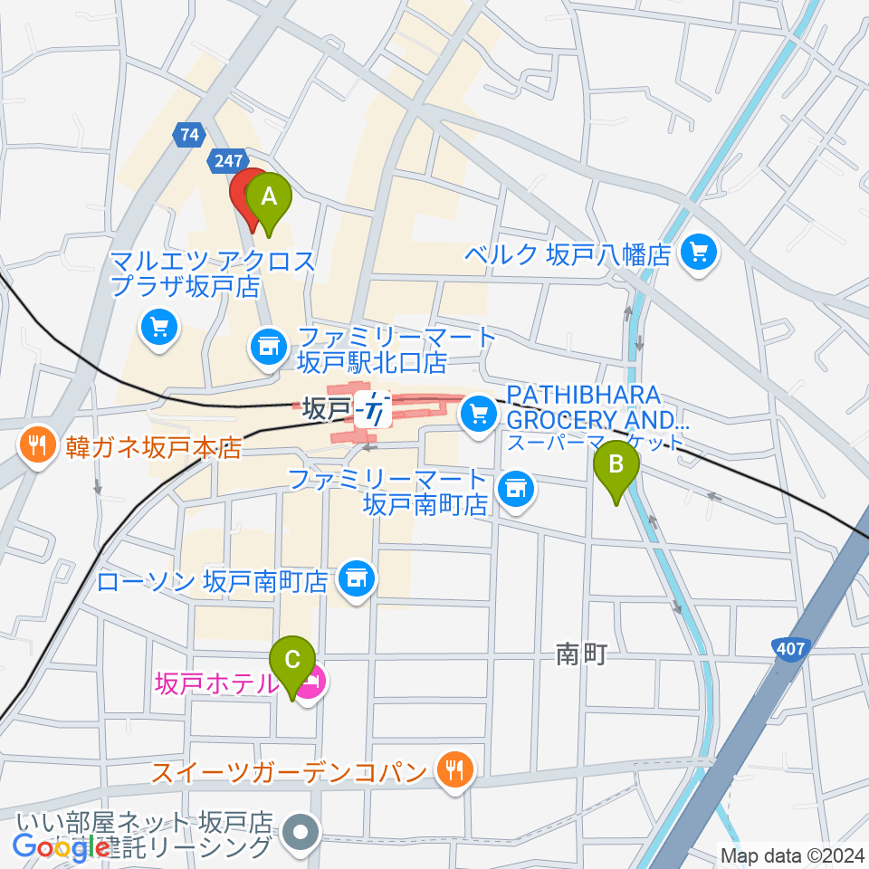 サウンド風雅 埼玉坂戸店周辺のホテル一覧地図