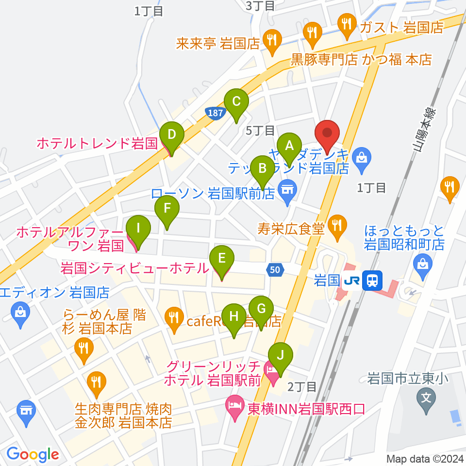 ふちだ楽器店 岩国店周辺のホテル一覧地図