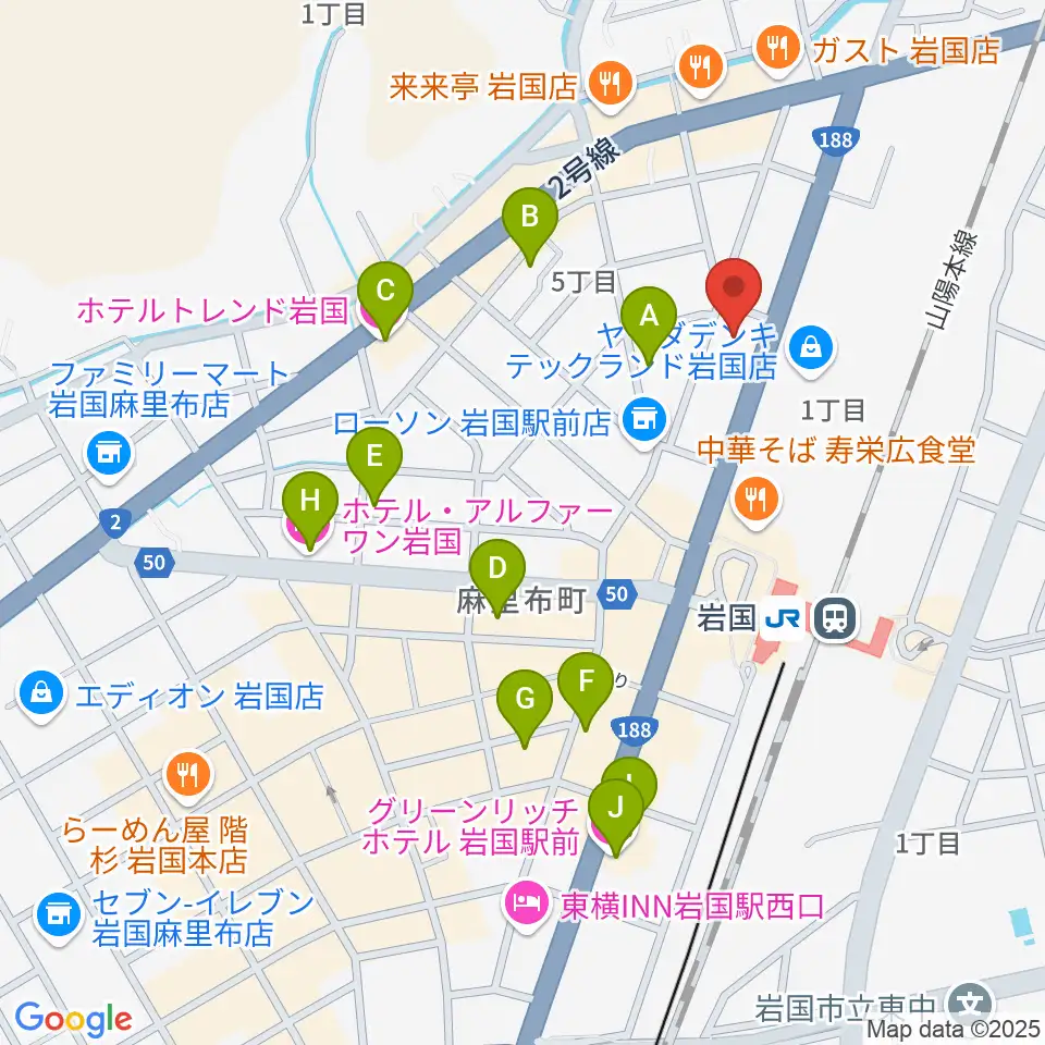 ふちだ楽器店 岩国店周辺のホテル一覧地図