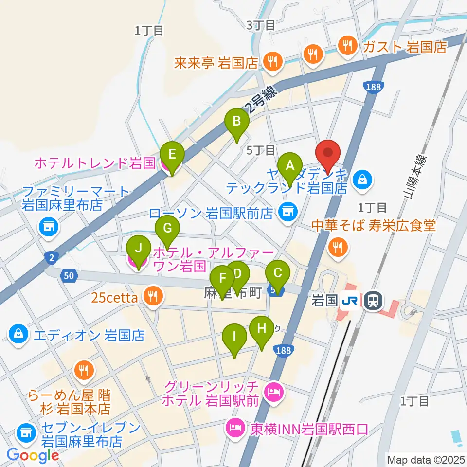 ふちだ楽器店 岩国店周辺のホテル一覧地図