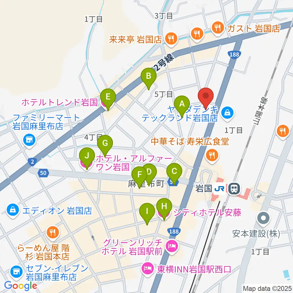 ふちだ楽器店 岩国店周辺のホテル一覧地図