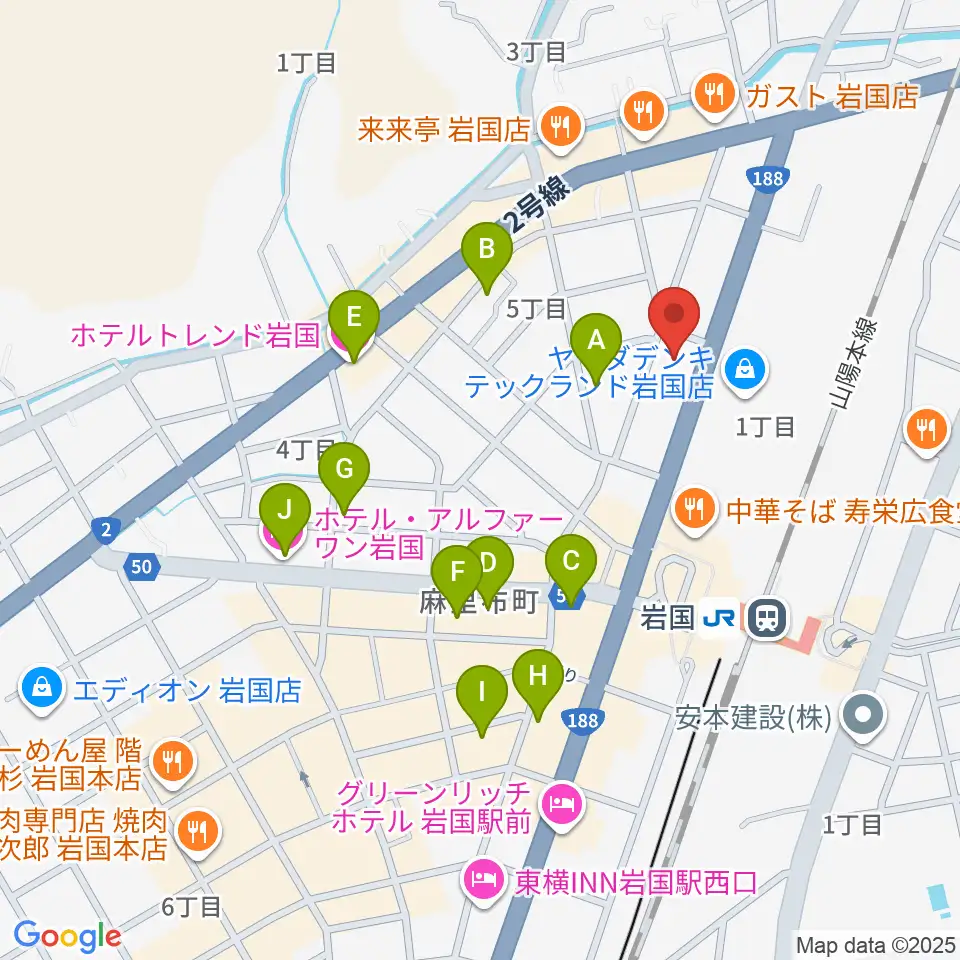 ふちだ楽器店 岩国店周辺のホテル一覧地図