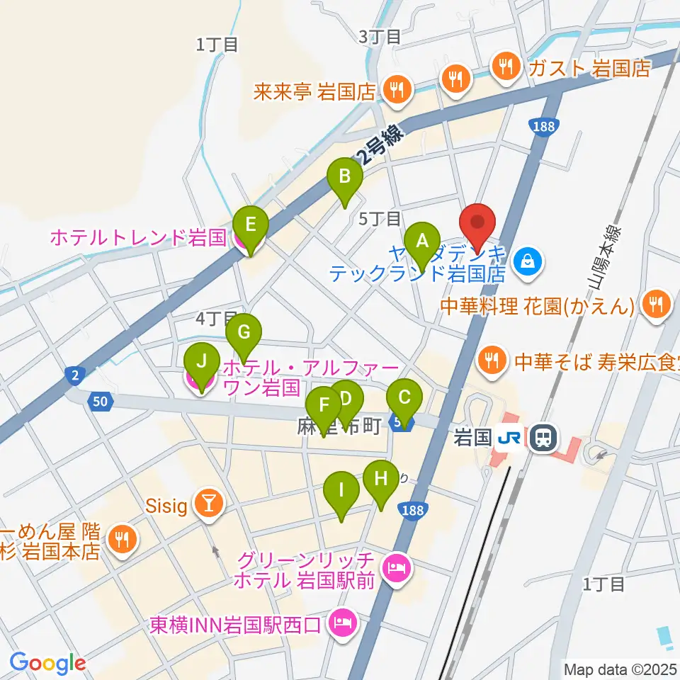 ふちだ楽器店 岩国店周辺のホテル一覧地図