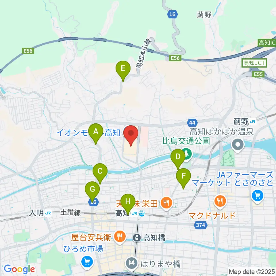 楽器堂OPUS イオンモール高知店周辺のホテル一覧地図