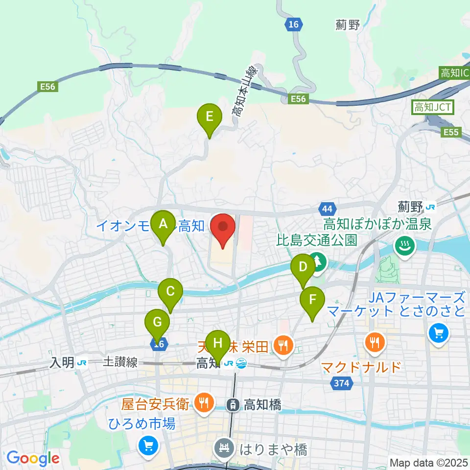 楽器堂OPUS イオンモール高知店周辺のホテル一覧地図