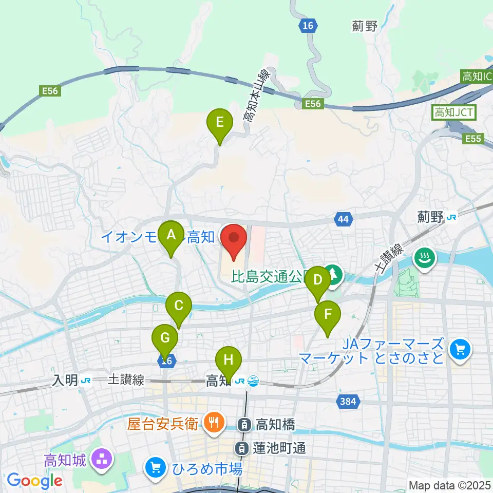 楽器堂OPUS イオンモール高知店周辺のホテル一覧地図