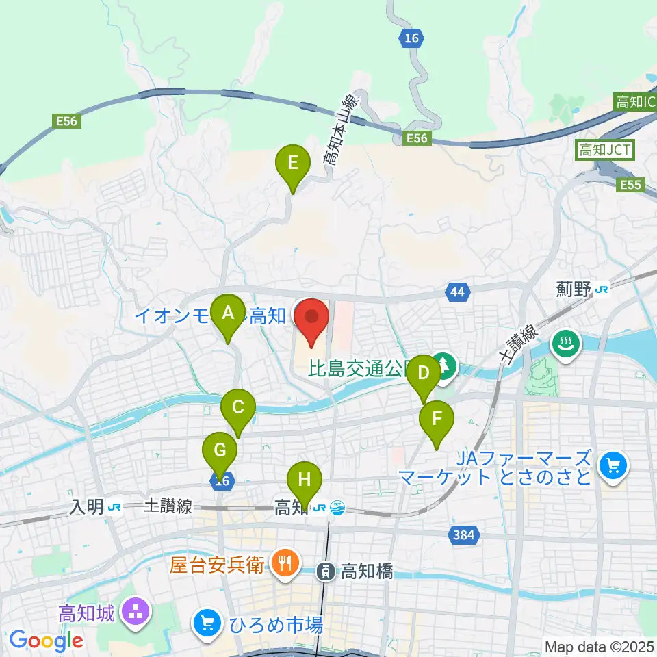 楽器堂OPUS イオンモール高知店周辺のホテル一覧地図
