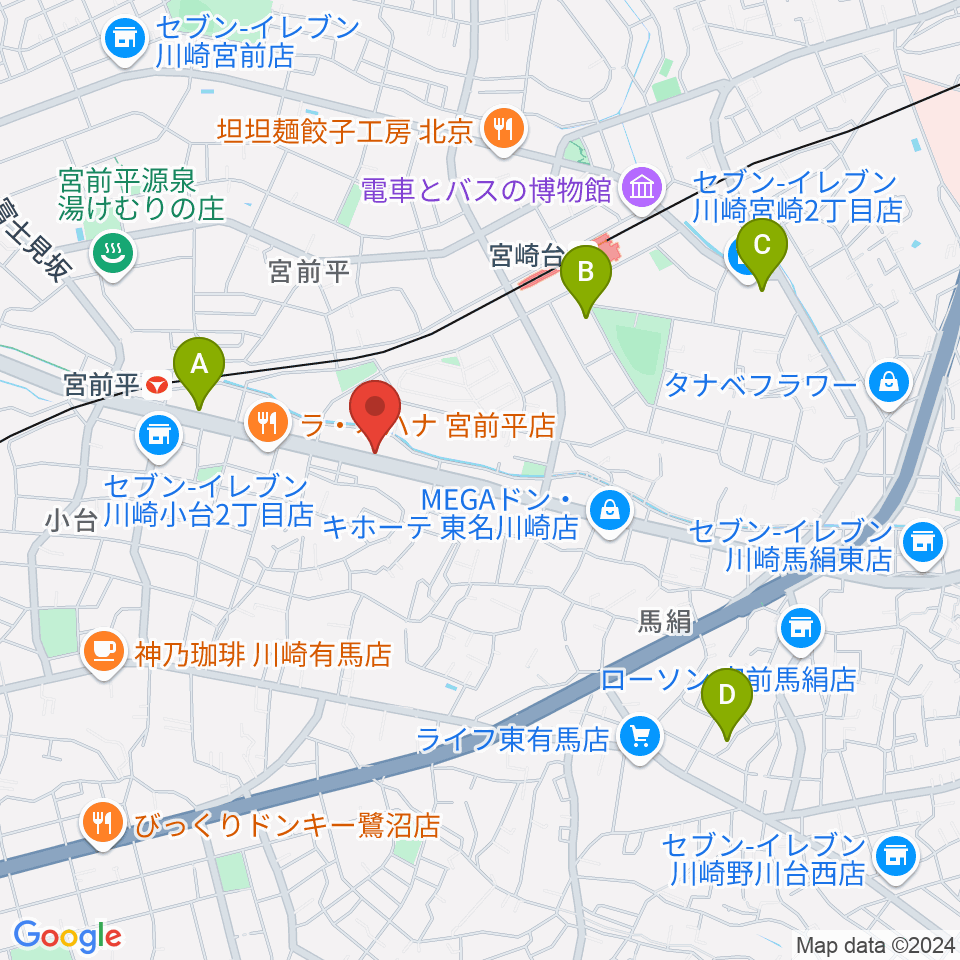 ギターシェルター周辺のホテル一覧地図