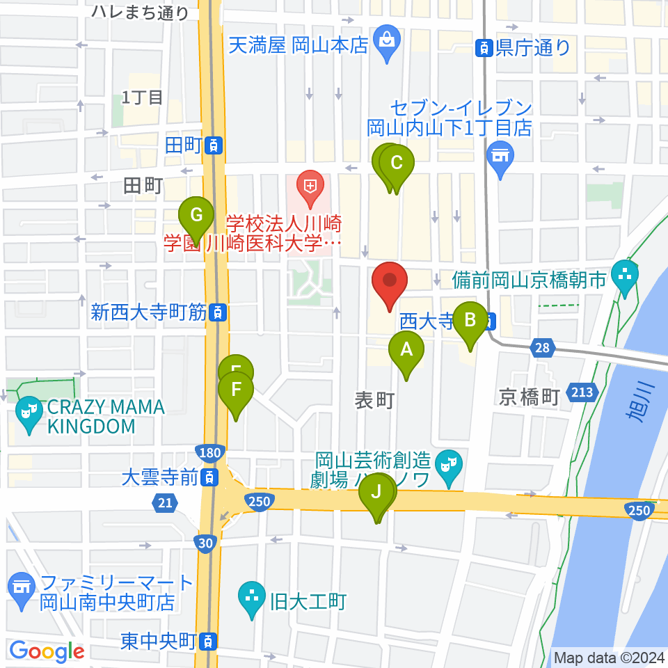 長谷川楽器ギターコロニー周辺のホテル一覧地図