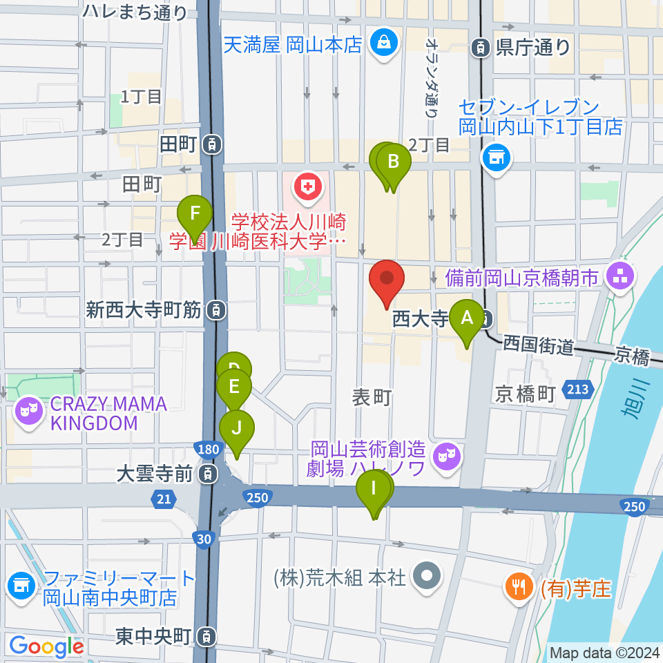 長谷川楽器ギターコロニー周辺のホテル一覧地図