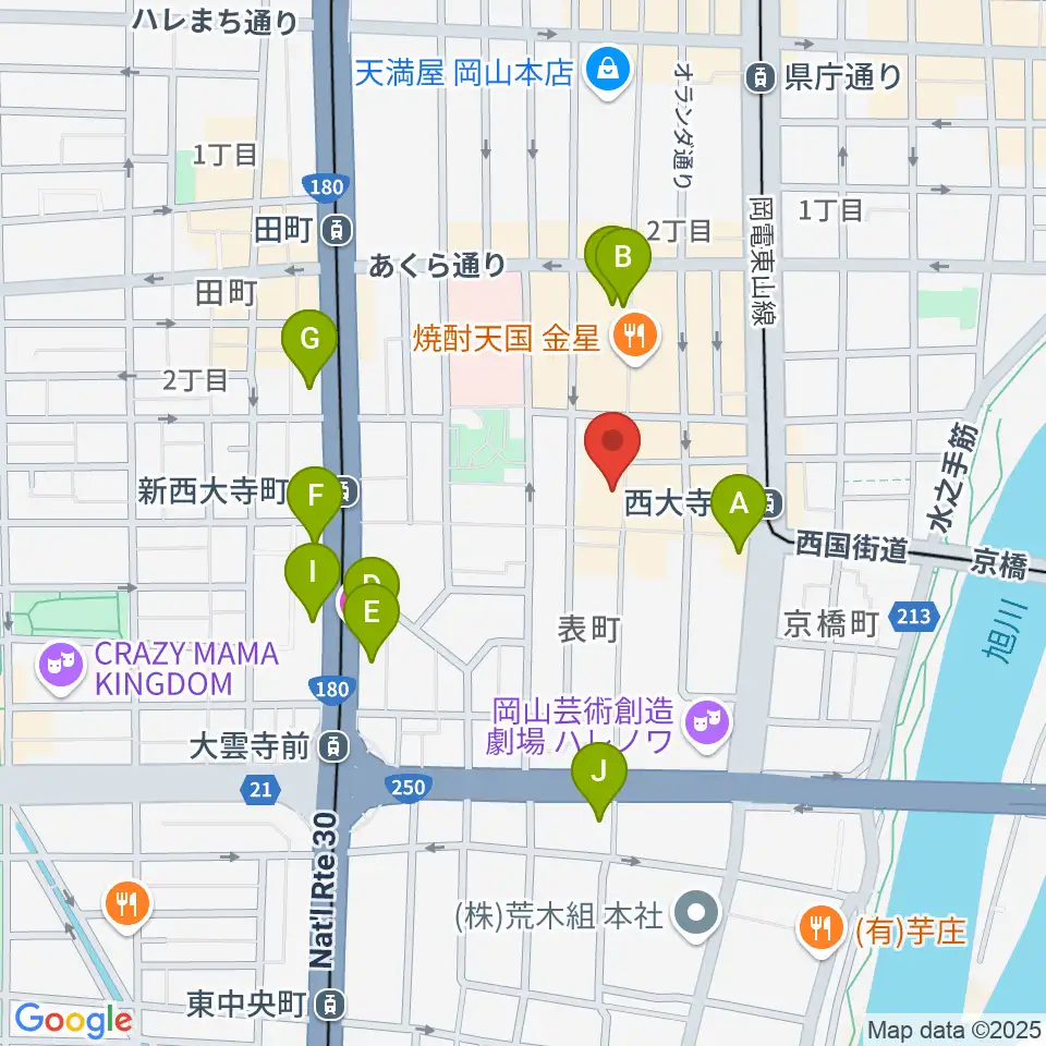 長谷川楽器ギターコロニー周辺のホテル一覧地図