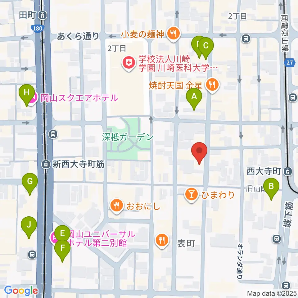 長谷川楽器ギターコロニー周辺のホテル一覧地図