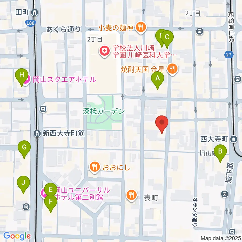 長谷川楽器ギターコロニー周辺のホテル一覧地図