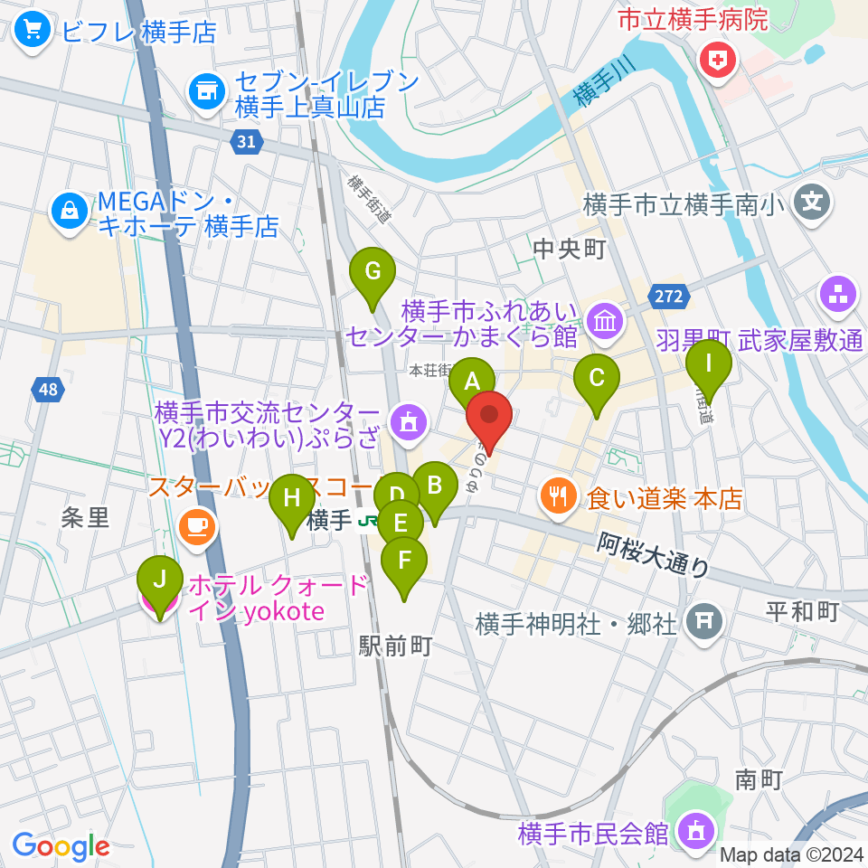 カシワヤ楽器 横手駅前店周辺のホテル一覧地図