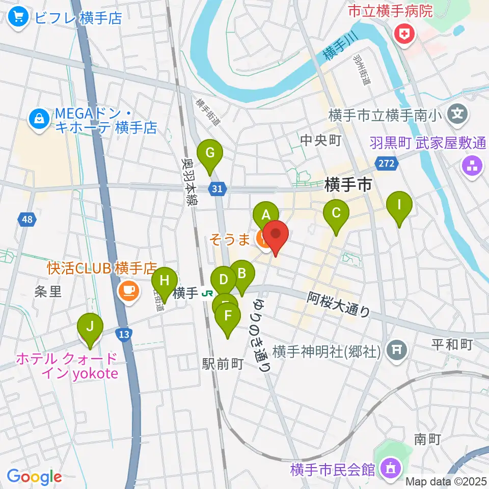 カシワヤ楽器 横手駅前店周辺のホテル一覧地図