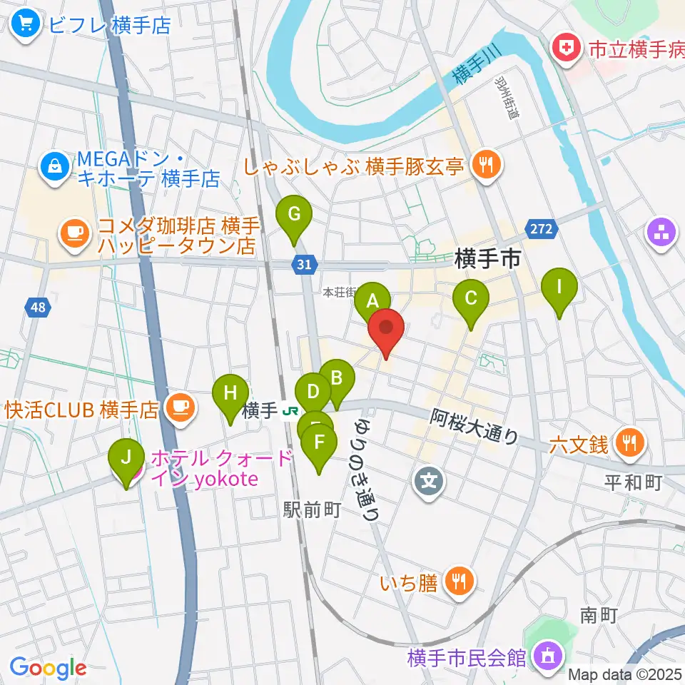 カシワヤ楽器 横手駅前店周辺のホテル一覧地図