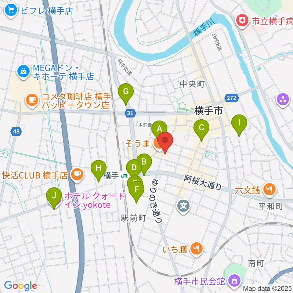 カシワヤ楽器 横手駅前店周辺のホテル一覧地図