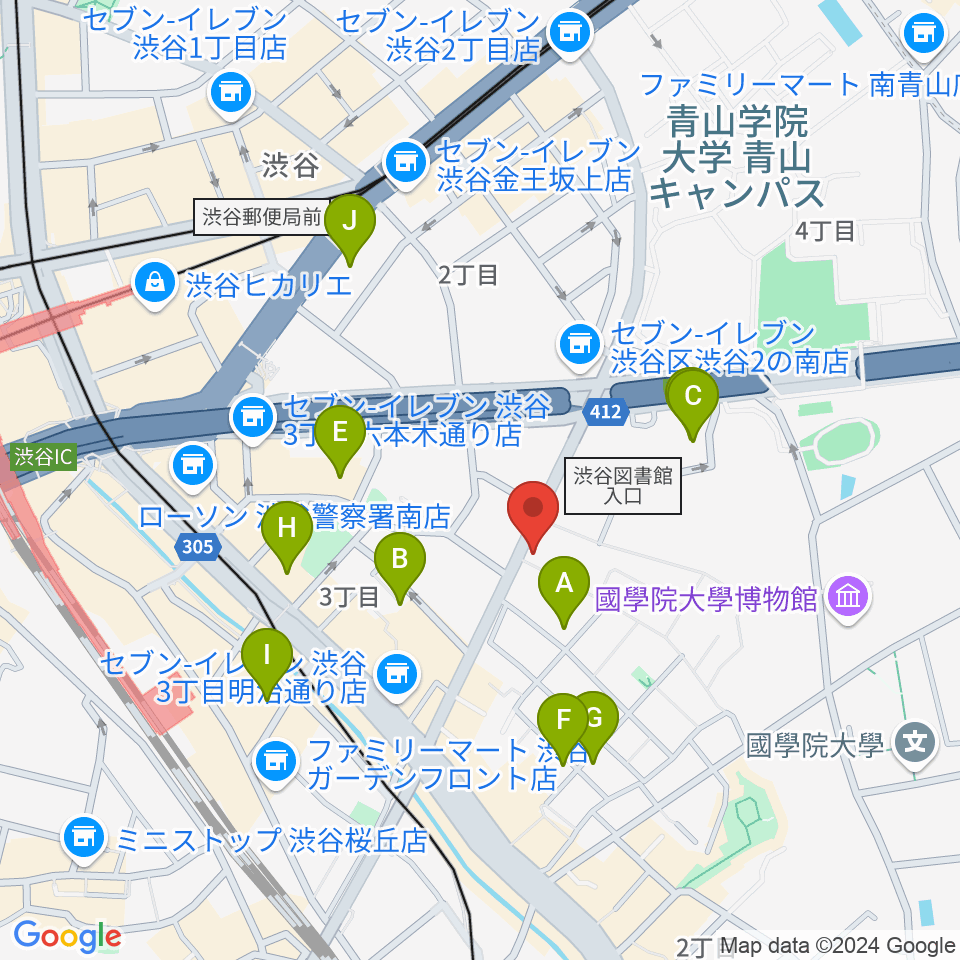 川上楽器 渋谷本店ショールーム周辺のホテル一覧地図