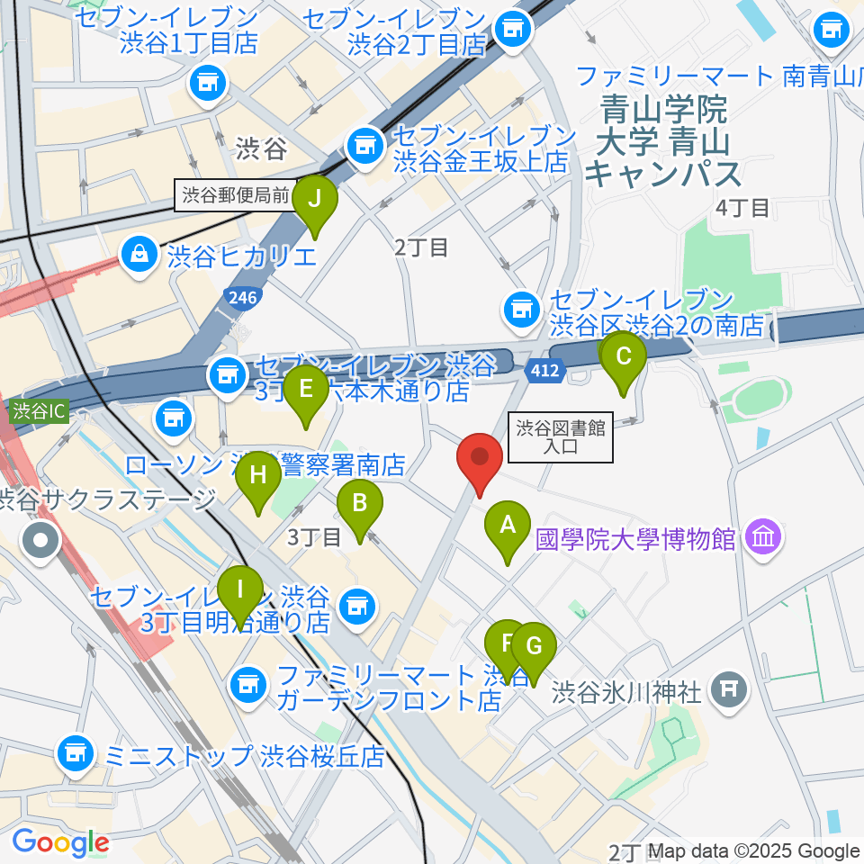 川上楽器 渋谷本店ショールーム周辺のホテル一覧地図