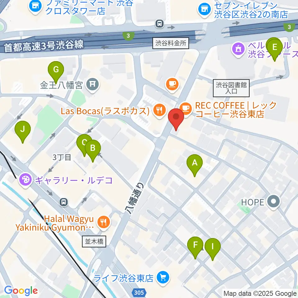 川上楽器 渋谷本店ショールーム周辺のホテル一覧地図
