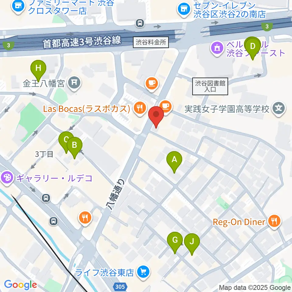 川上楽器 渋谷本店ショールーム周辺のホテル一覧地図