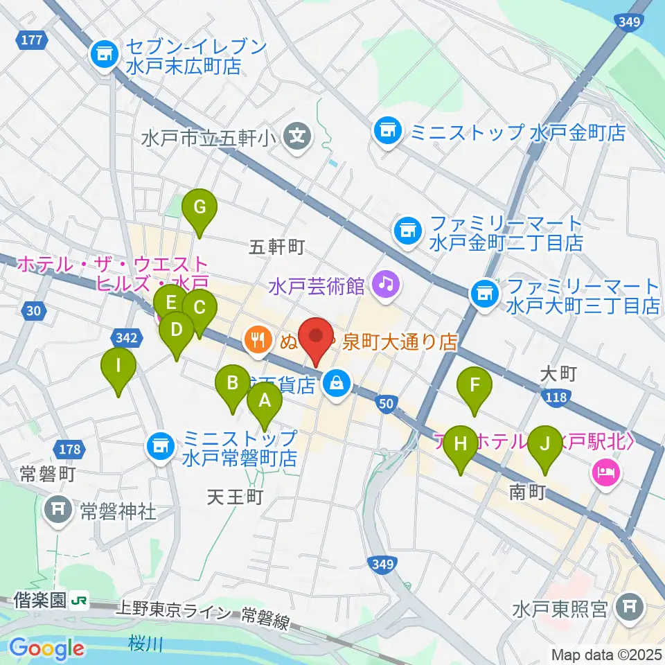かわまた楽器店周辺のホテル一覧地図