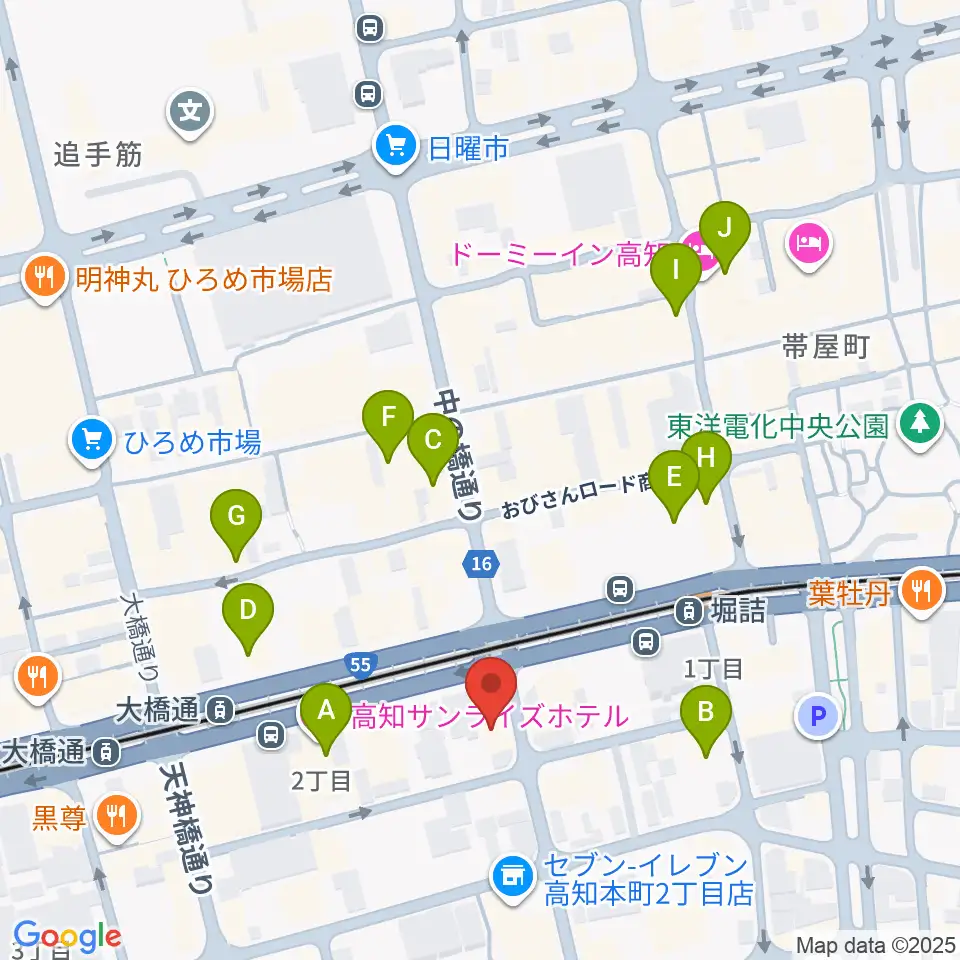 高知楽器周辺のホテル一覧地図