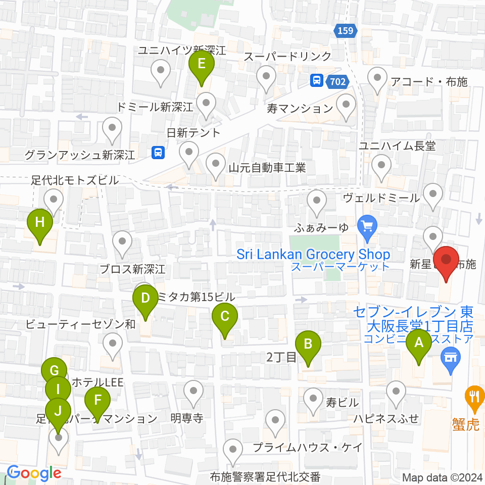 小阪楽器店 布施本店周辺のホテル一覧地図