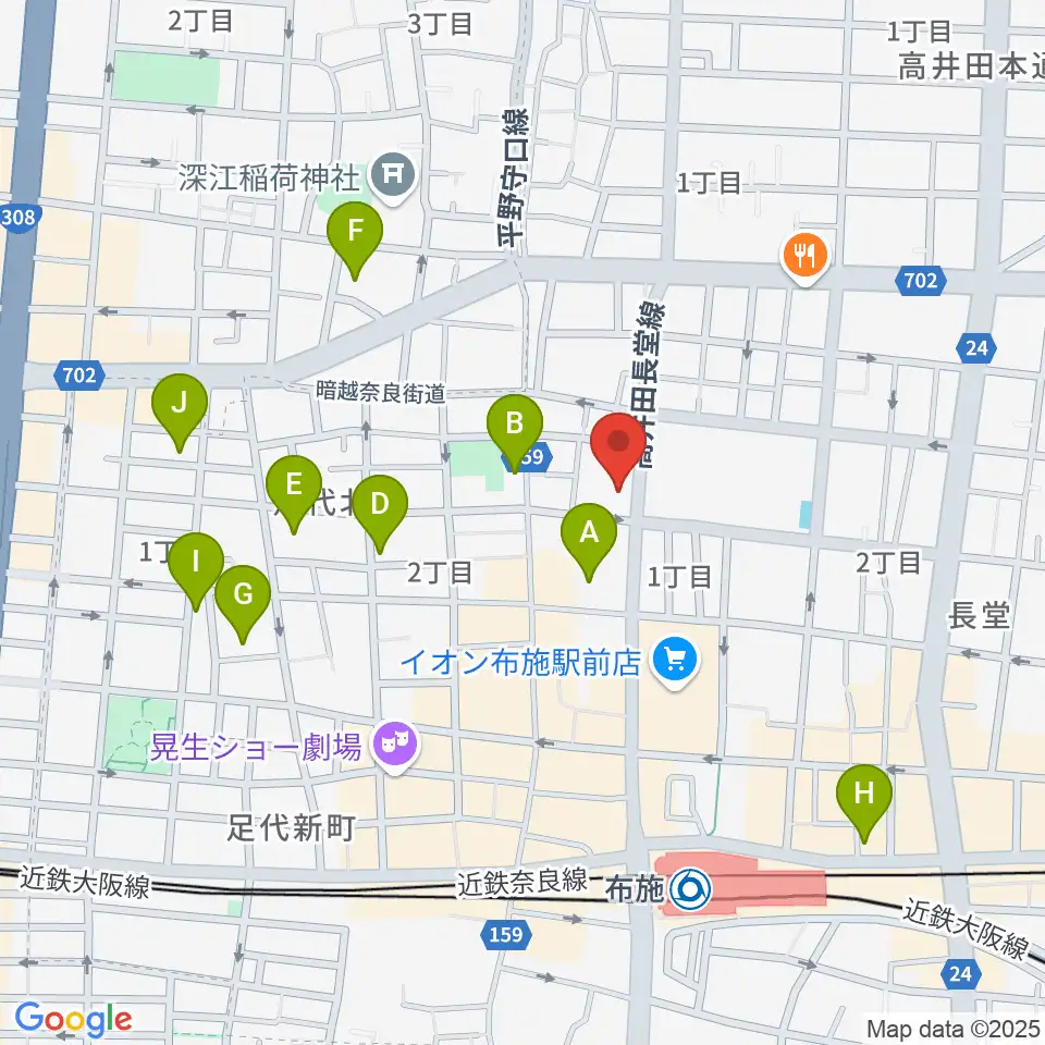 小阪楽器店 布施本店周辺のホテル一覧地図