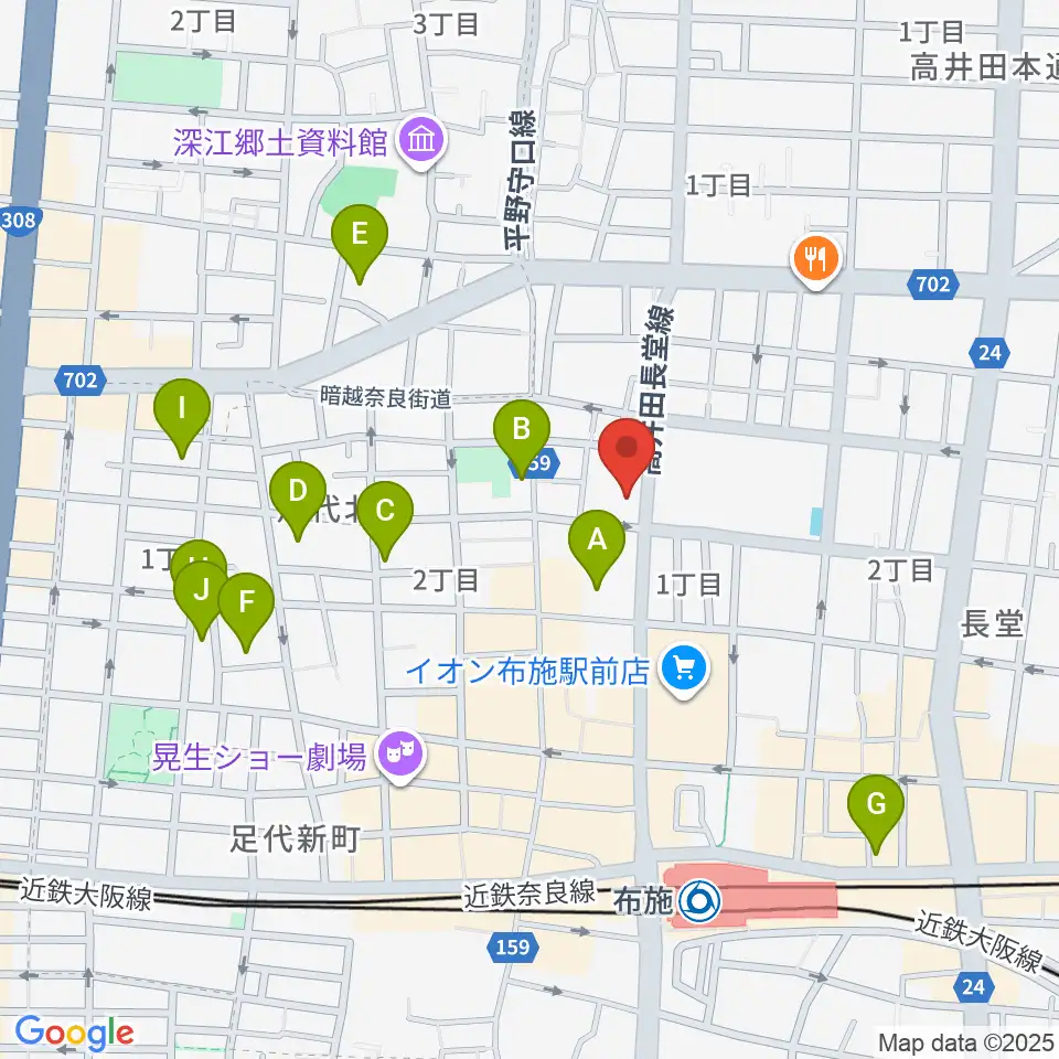 小阪楽器店 布施本店周辺のホテル一覧地図