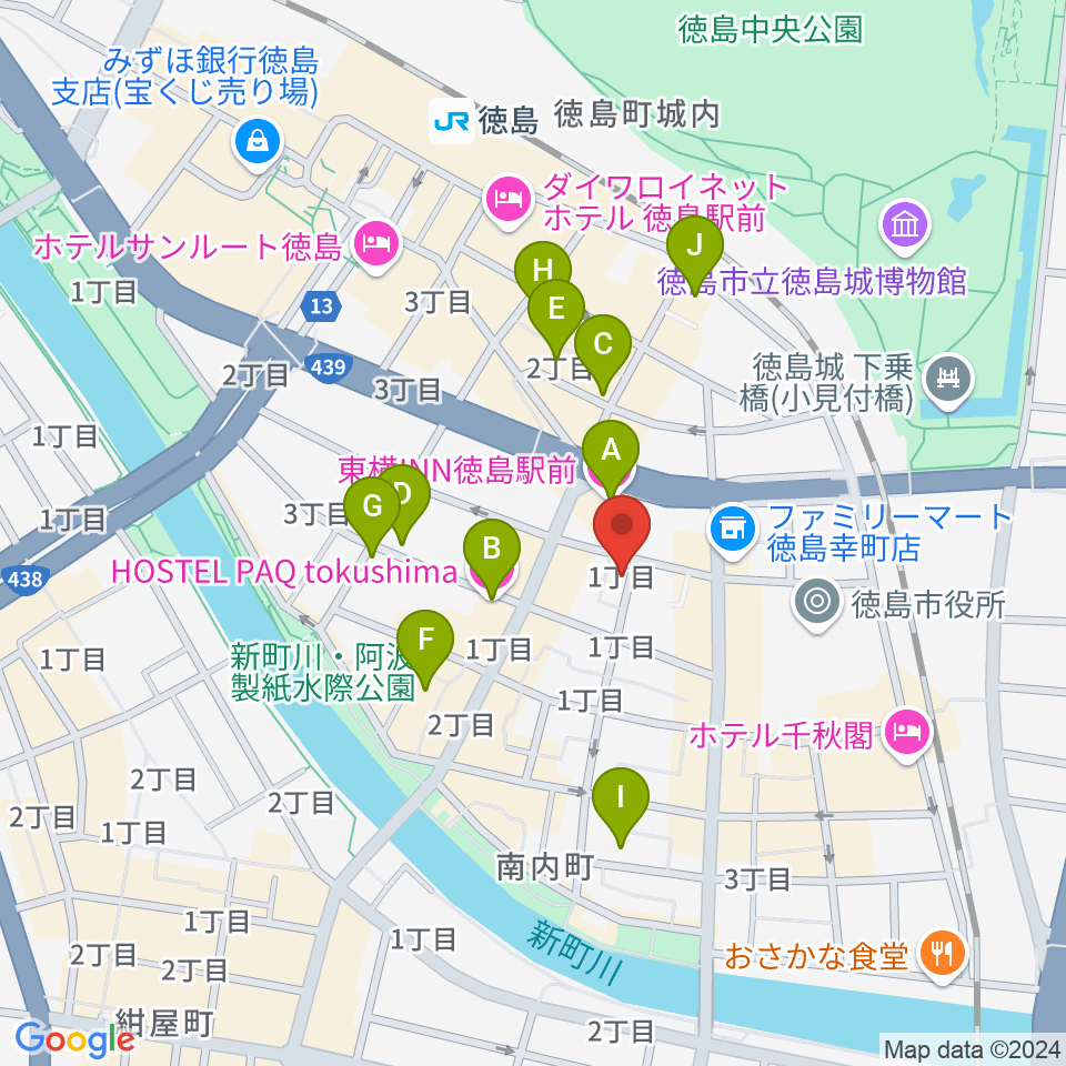 黒崎楽器本店周辺のホテル一覧地図