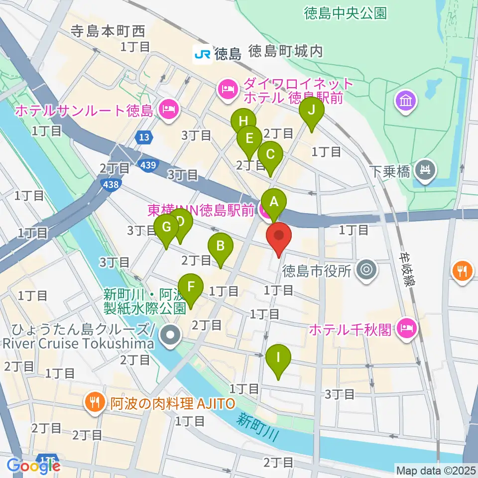 黒崎楽器本店周辺のホテル一覧地図