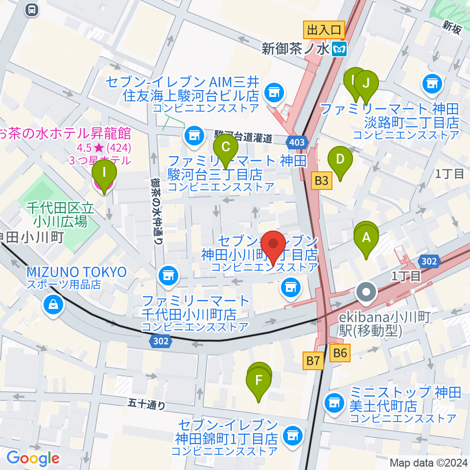 ラックギター周辺のホテル一覧地図