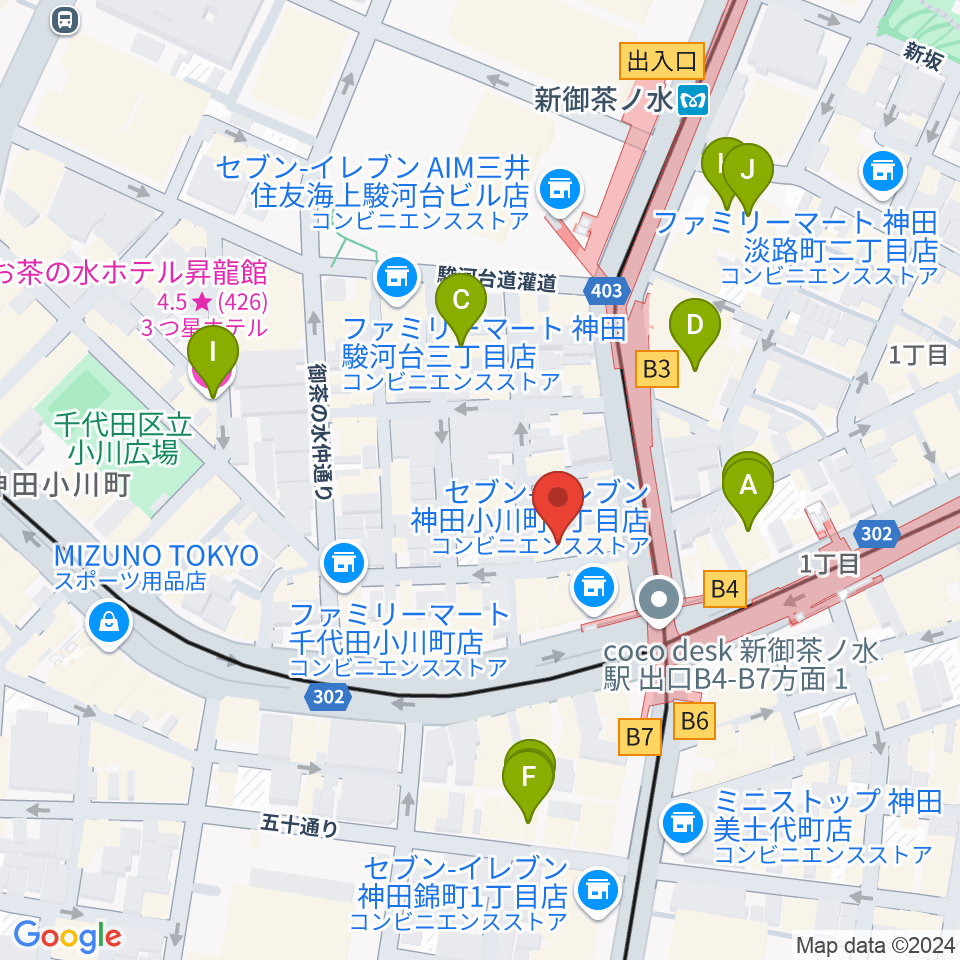 ラックギター周辺のホテル一覧地図