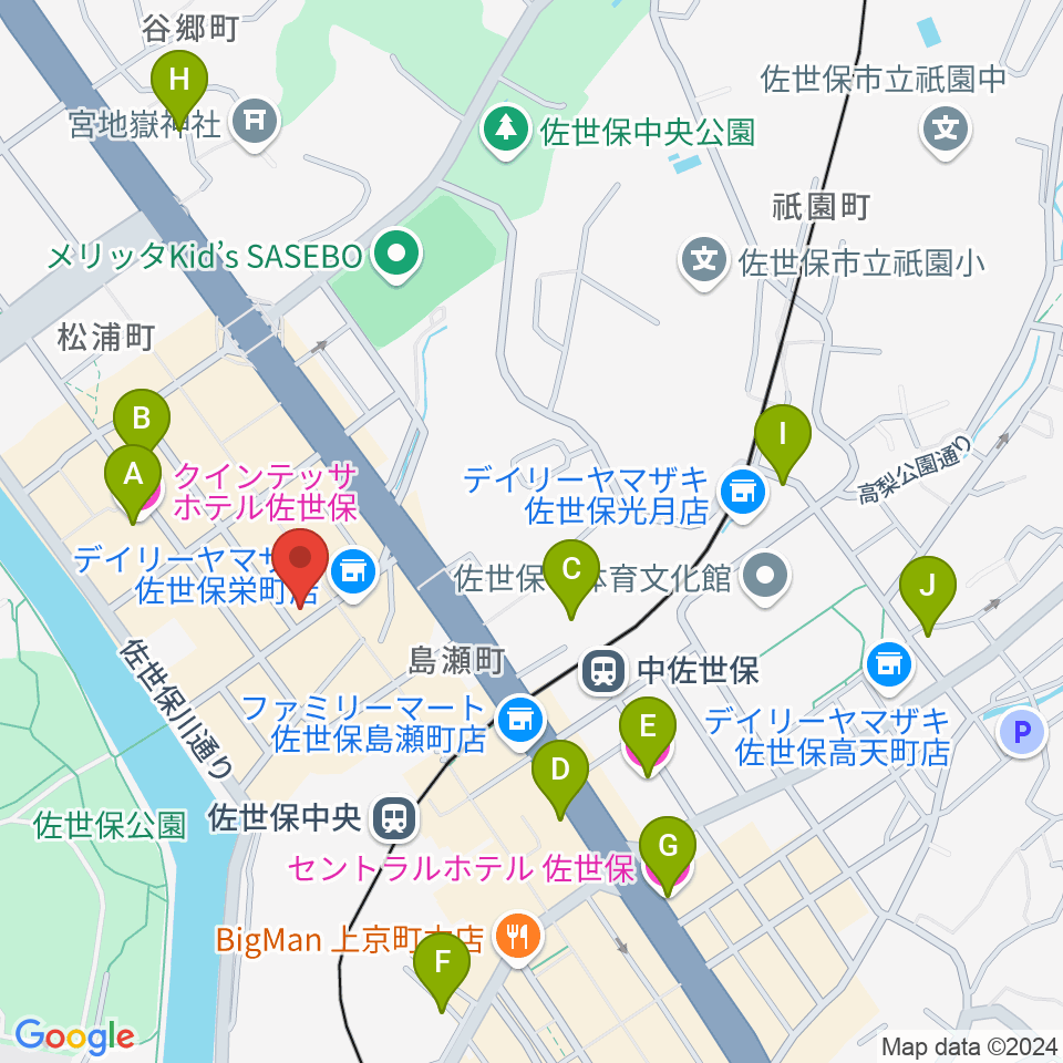 前川楽器店周辺のホテル一覧地図