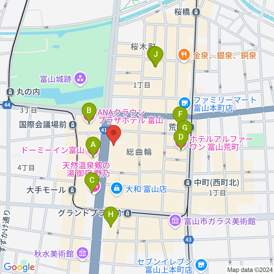 ミヤコ楽器店周辺のホテル一覧地図