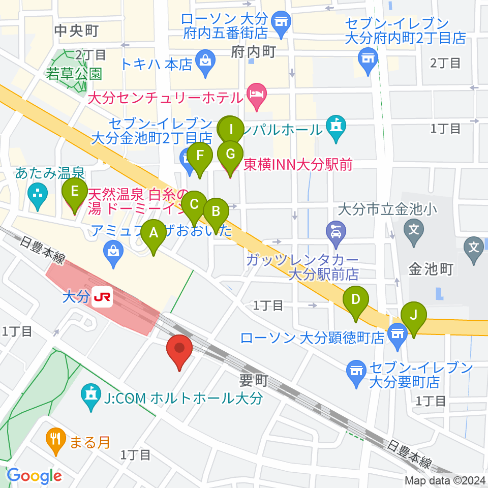 ミュージックストアナガト大分店周辺のホテル一覧地図