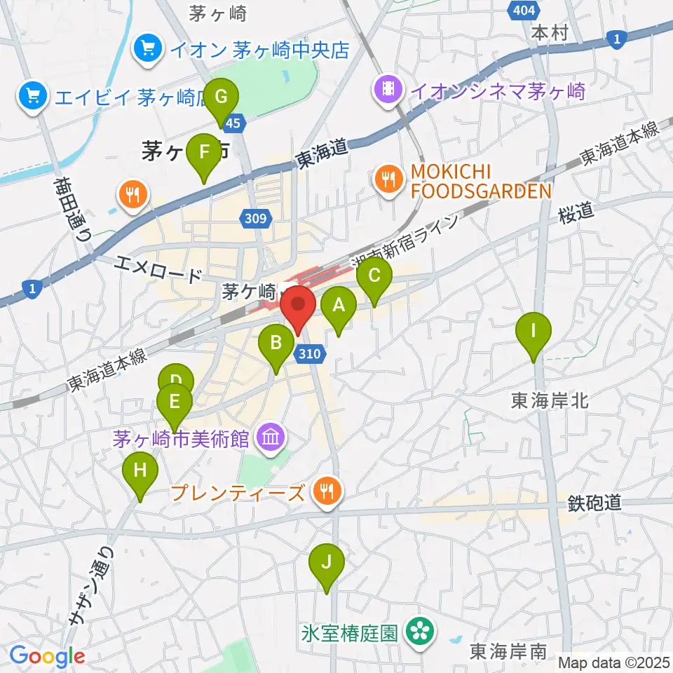 長谷川楽器本店周辺のホテル一覧地図