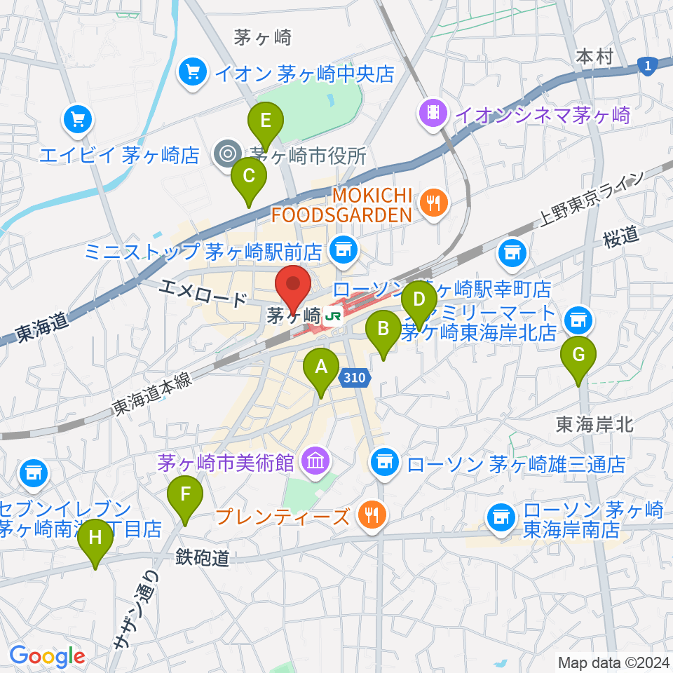 長谷川楽器北口店周辺のホテル一覧地図